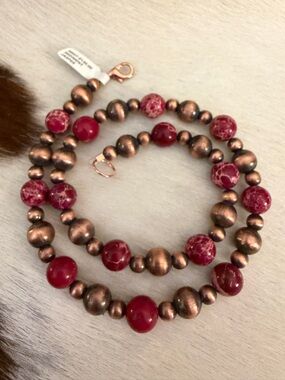 ❤️ Oxidized Copper Desert Pearl & Sea Sediment Jasper 19” Statement Necklace